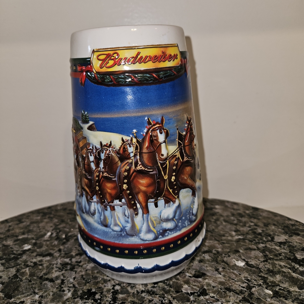 Budweiser Clydesdale Parade Stein with Blue and Brown Guiding the Way Home